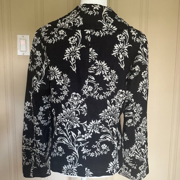 Pendleton 100% Virgin Wool Blazer Jacket Short Black White Floral sz 14 - Picture 6 of 12